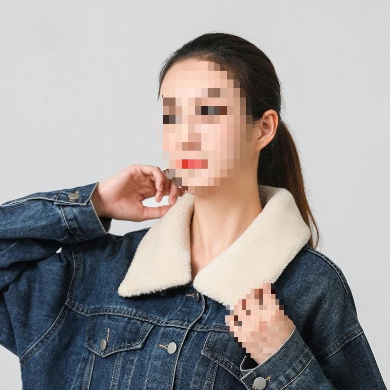 Anti-dirty collar lamb fur collar universal fake collar anti-dirty stand-up collar furry collar down jacket protective collar detachable