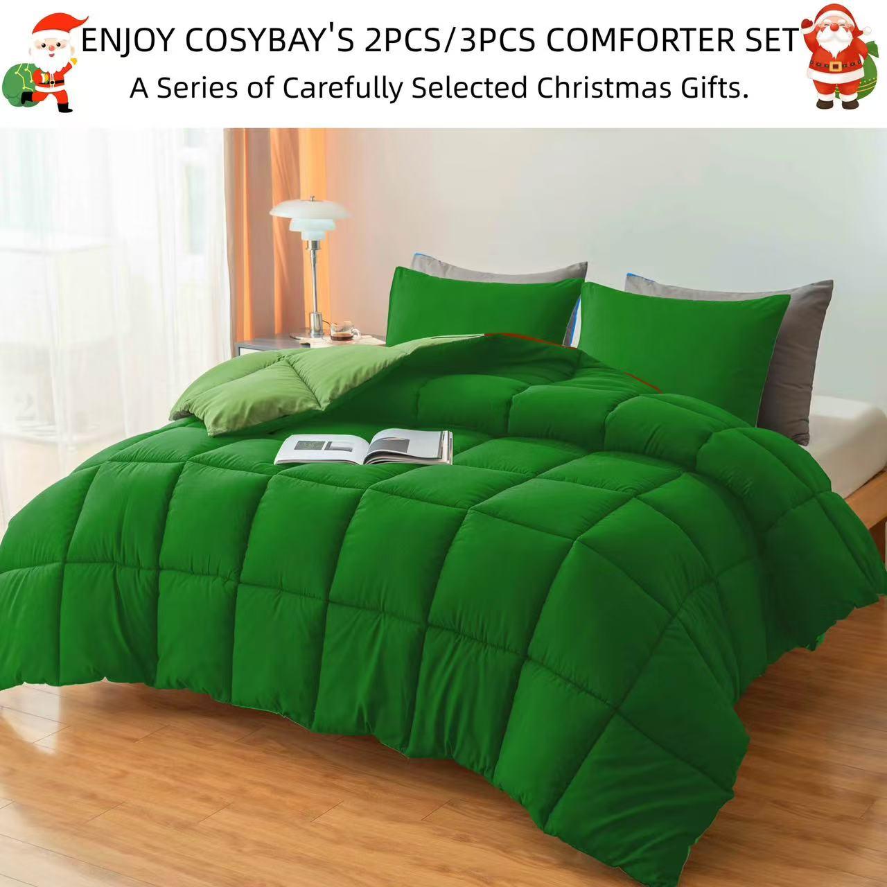 Cosybay 3 PCS Comforter Set(only 2pcs for Twin size) -All Season Soft Bed Set-Lightweight Down Alternative Comforter with pillowcase,Soft Microfiber Bedding Set For All Season,Gift for spring, Home Decor queen comforter set Puffed Quilt