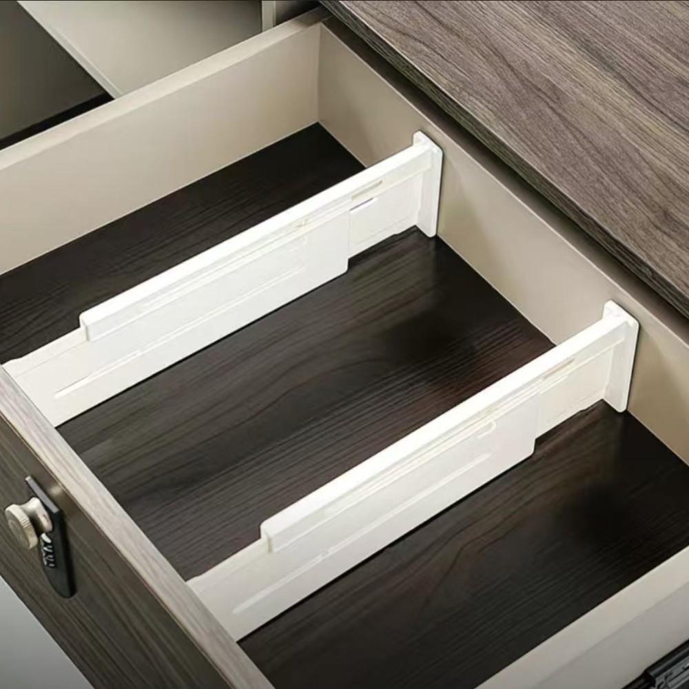 1 Pack Adjustable Expandable Drawer Divider, Plastic Slim Low-Profile Drawer Organizer, Easy Install Separator for Kitchen, Closet, Apartment, Dorm & Small Space Home Storage