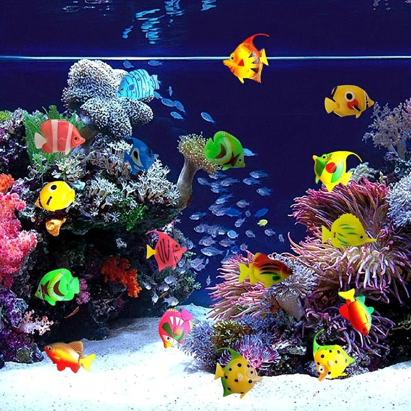 Random Color & Styles Artificial Fish Tank Decoration, 6 Counts Simulation Floating Fish, Aquarium Landscape Decorations, Aquarium Building Set