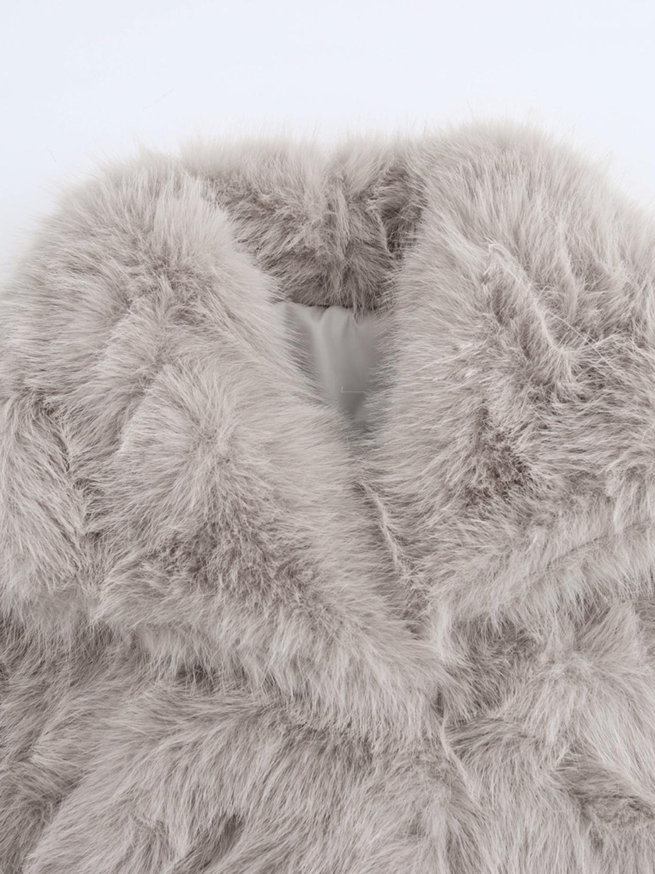 Women's Elegant Solid Color Wide Collar Zipper Closure Plush Warm Coat, Stylish Everyday Outerwear for Fall & Winter Seasons