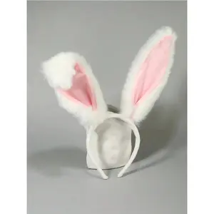 1pc Women Plush Rabbit Ear Decor Fur Costume Headband, Elegant Boho Style Autumn/Winter