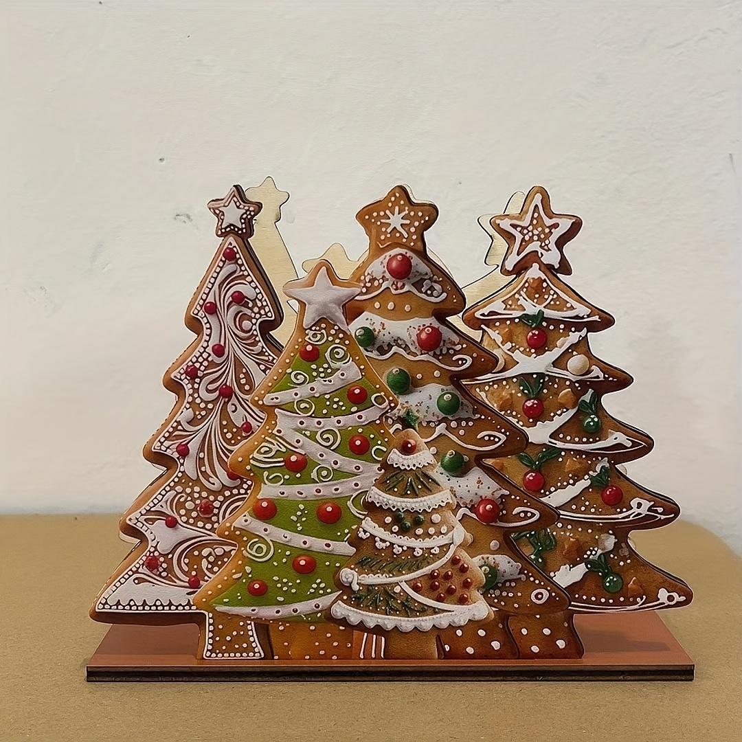 2D Flat Wooden Christmas Decor Plaque Party Wreath Ornament Perfect Holiday Gift Home Decor Classic Christmas Tree Napkin Holder Cute Wooden Cocktail Tissue Dispenser Modern Farmhouse Tissue Storage Tabletop Decoration Festive Tableware