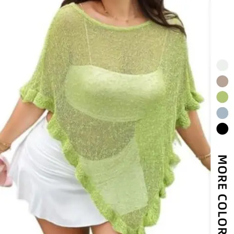 Semi-Transparent Knit Shawl Top, Casual Vacation Versatile Beachwear Swimsuit Coverup, 2026 New Arrival, Women's European and American Style Clothing