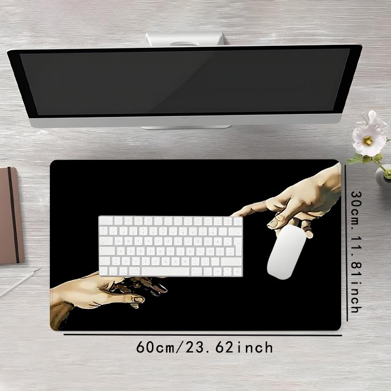 Creative Gesture & Cross Finger Pattern Extended Mouse Pad for Fall, Rectangle Gaming Keyboard Mouse Pads with Stitched Edge, Keyboard Pad, Work Desktop Accessories, Aesthetic, Vintage, Extended Mousepad