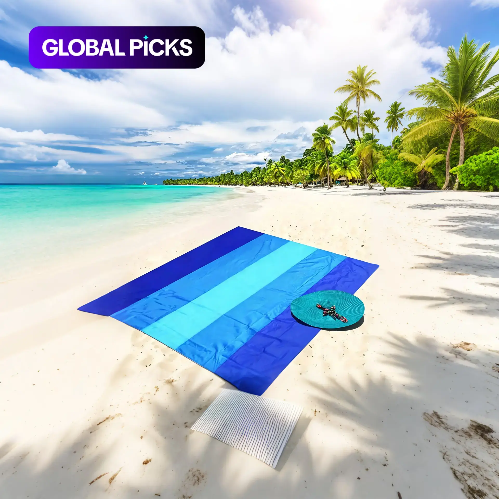 Stripe Pattern Waterproof Beach Blanket, Lightweight & Sandproof Picnic Mat for Travel, Camping, Hiking, Outdoor Blanket for Adults