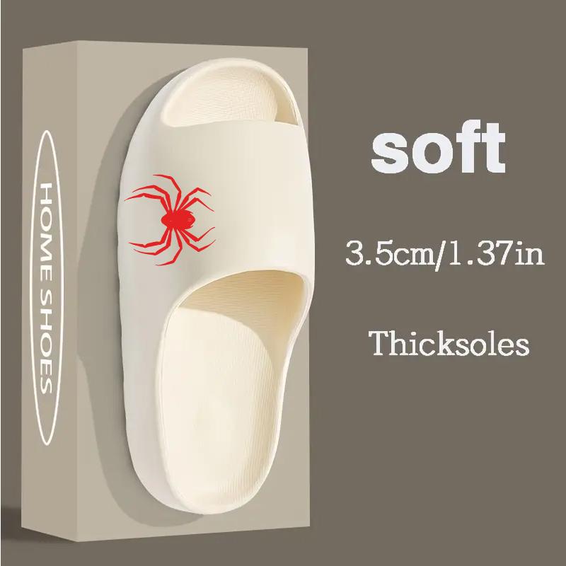 Halloween Spider Print Slippers for Women Men Non-Slip Indoor Home Shoes Comfortable Soft Sole Casual House Slippers Funny Novelty Animal Pattern Footwear for Holiday Party Daily Wear