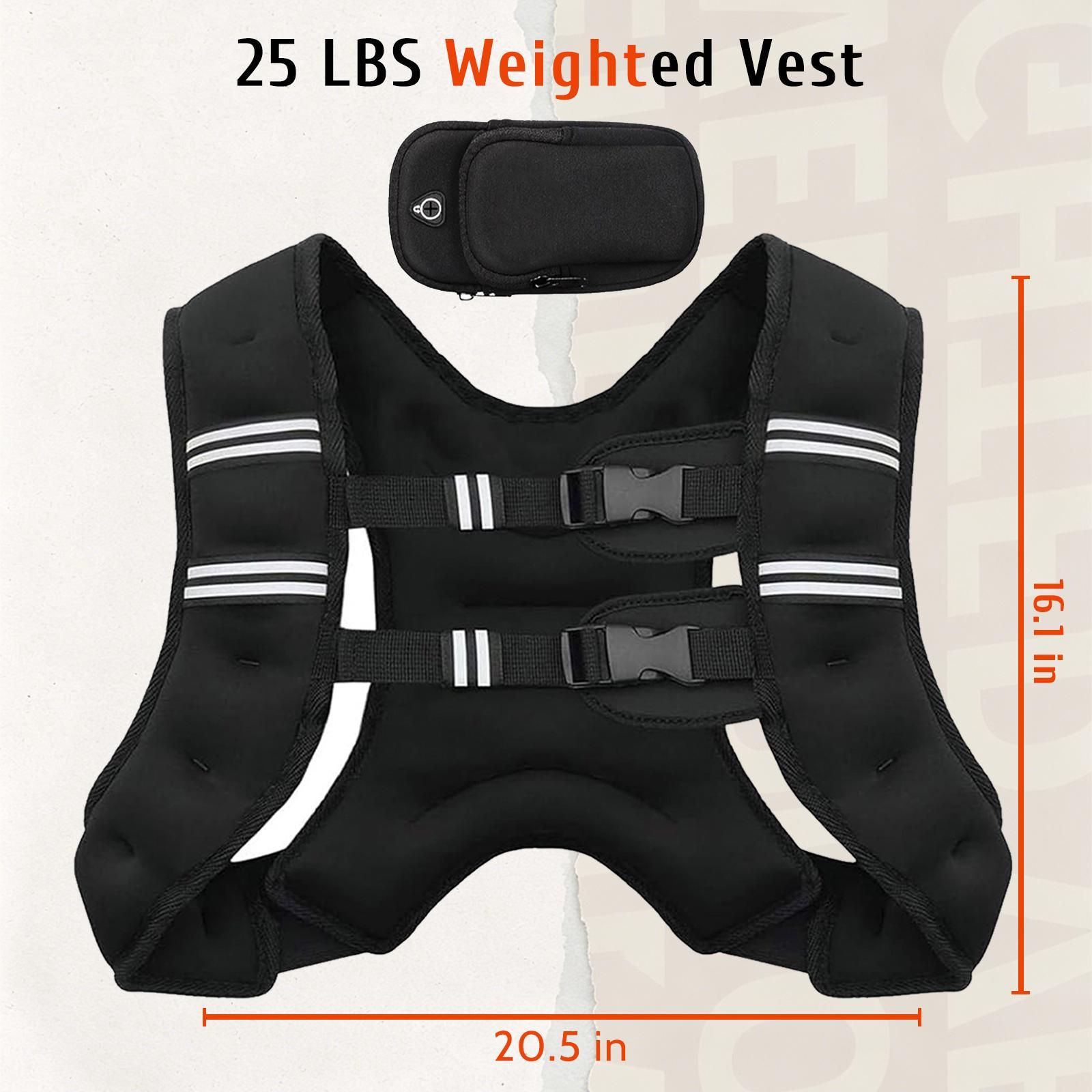 【DealsForYouDays】Adjustable Weighted Rucking Vest for Men & Women, 8lbs-25lbs Weight Range, with Detachable Phone Pouch for Walking, Training
