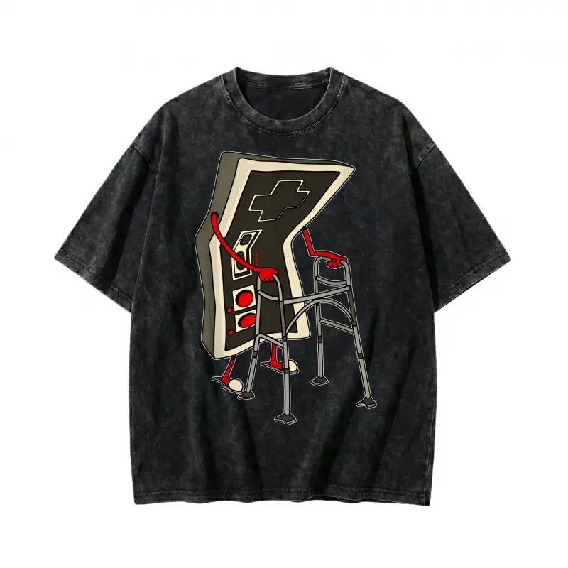 Women's Cotton Graphic Print T-Shirt - Retro 80s Gamer Piece with Guatemalan Teddy Bear Design, Casual Crew Neck, Short Sleeve, H-Type Silhouette, Teddy Accent for Everyday Wear