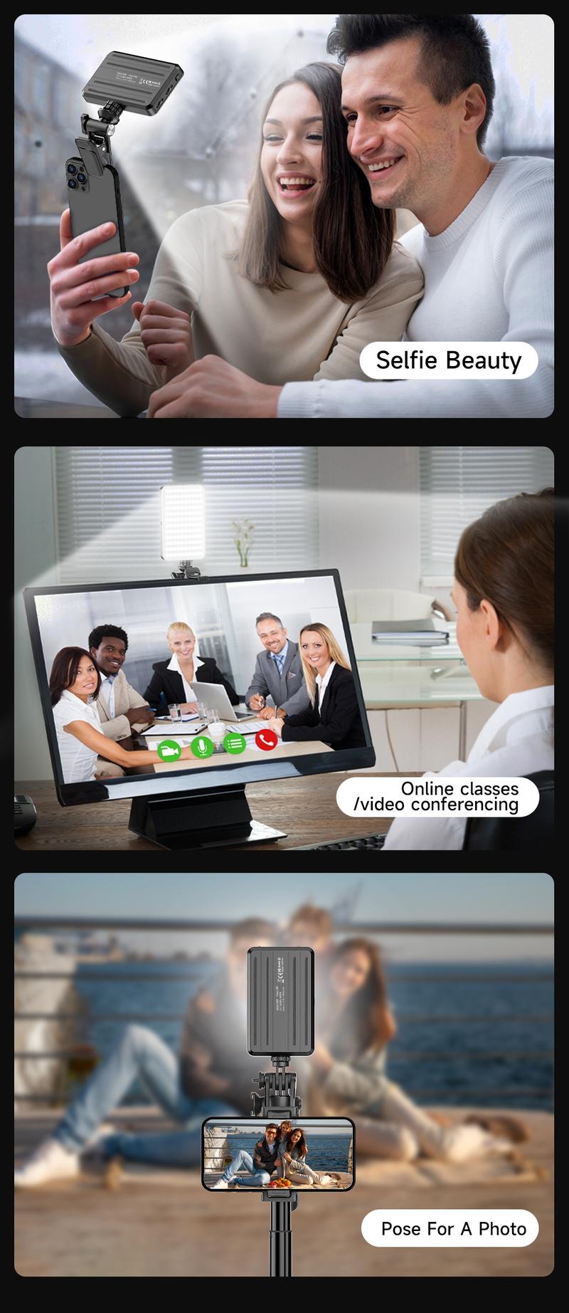 Portable Phone Light, Rectangular Camera Multi-Purpose Light, Enhances Photography & Video Quality, Built-In Battery Design, Camera Fill Light