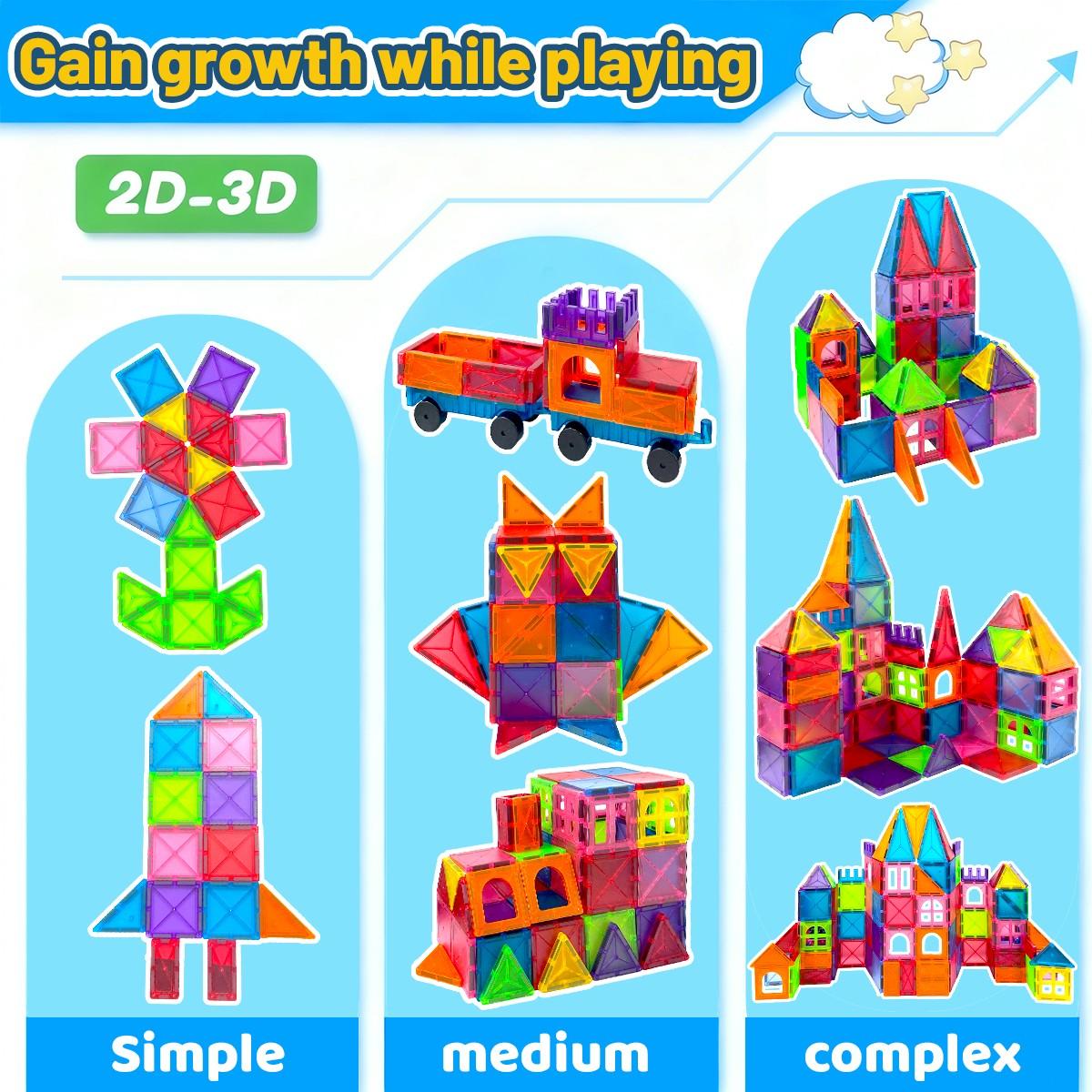 Magnetic Blocks 3D Magnet Building Blocks Set, Stem Educational Toys, Stacking & Puzzle Playset, Ideal Birthday Gift for 3+ Years Old