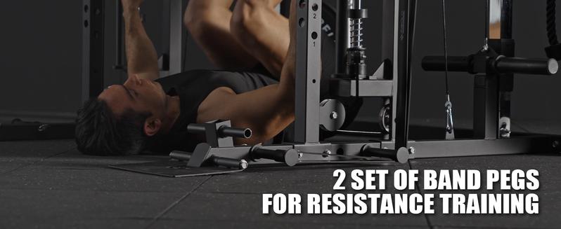 Smith Machine, Power Cage with Functional Trainer and Vertical Leg Press Attachment, All-in-one Power Rack Squat Rack for Home Gym Lat Pulldown System Strength Training Equipment Push Up Stand