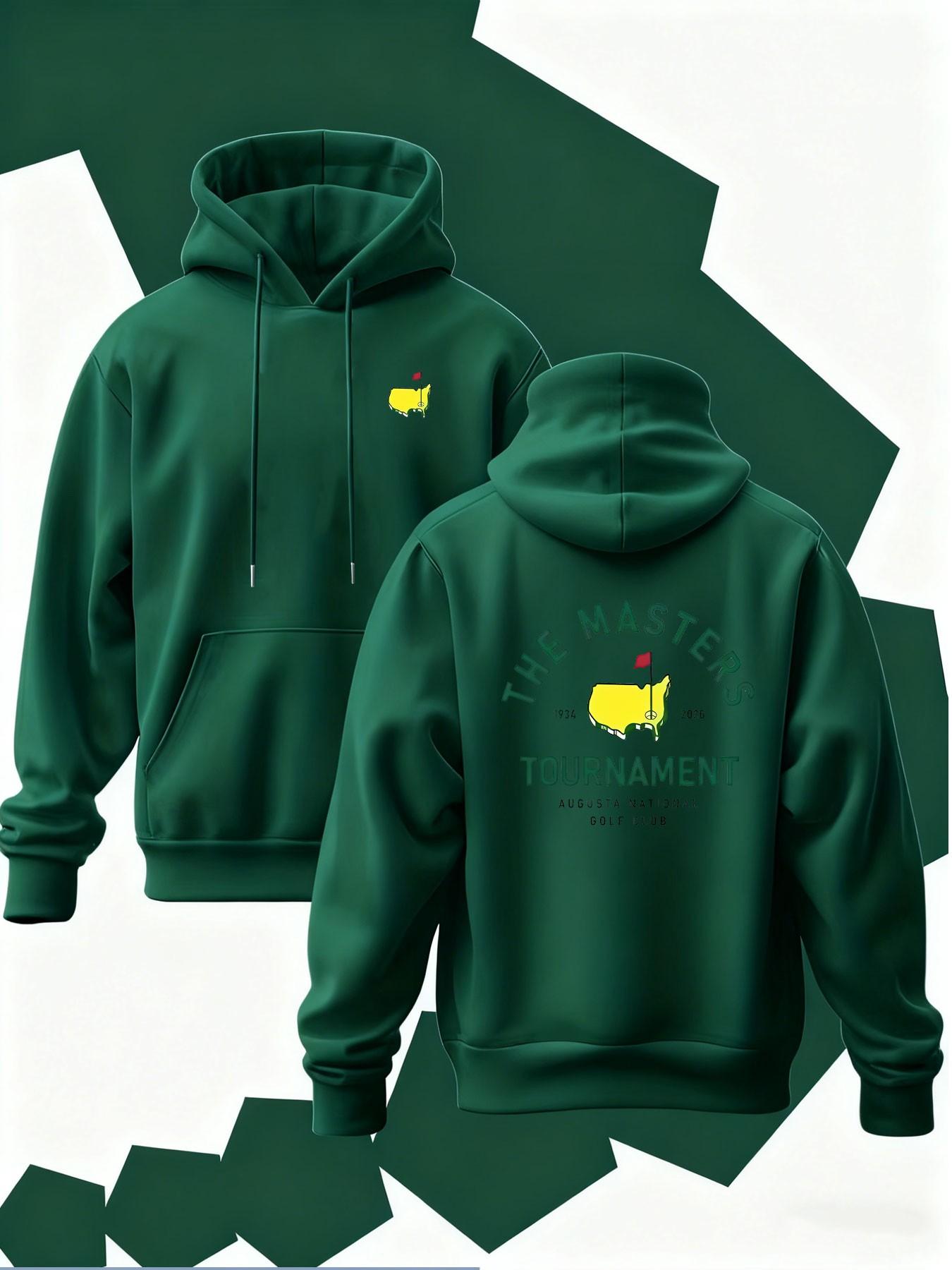 New Men's Hooded Sweatshirt with Map Outline Print, Soft Stretch Knit Fabric, Casual Daily Wear, All Season Hoodie, Fun Style Top