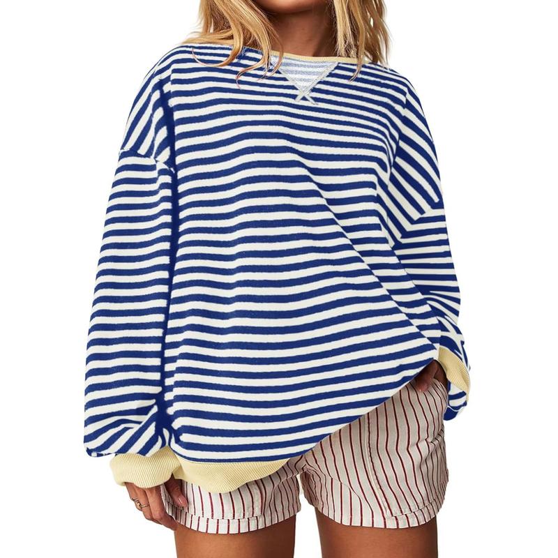 【Plus Size】Imily Bela Womens Striped Oversized Sweatshirt Color Block Crew Neck Long Sleeve Shirt Casual Loose Pullover Top Y2K Clothes 【Plus Size】Imily Bela Womens Striped Oversized Sweatshirt Color Block Crew Neck Long Sleeve Shirt Casual Loose Pullover Top Y2K Clothes