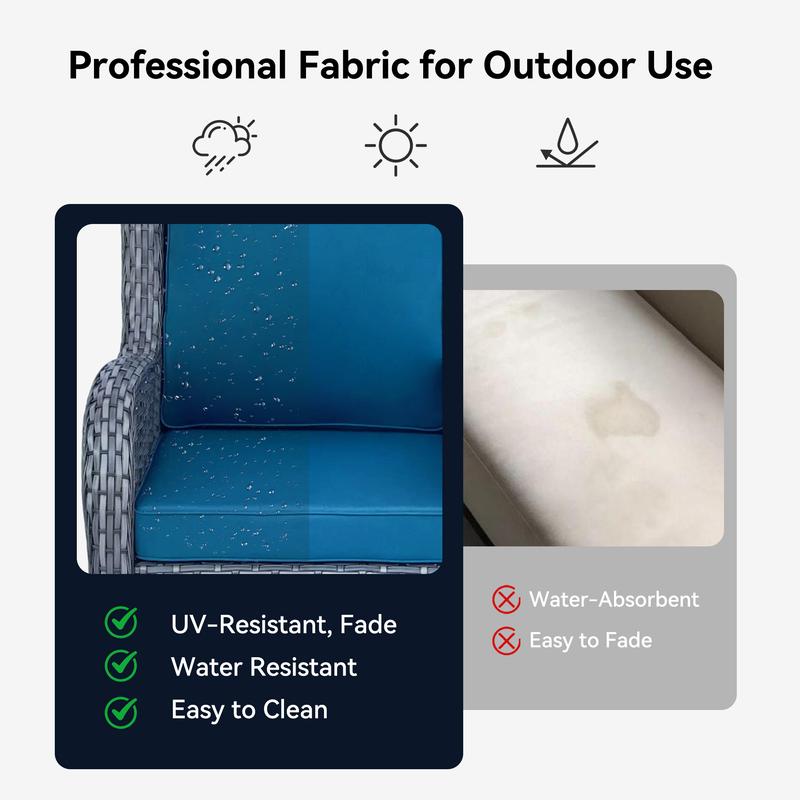 Outdoor Swivel Rocker Chairs 3 Pieces Wicker Swivel Patio Chair with Rattan Side Table, Wicker Patio Furniture Set, 3 Piece Rattan Outdoor Sectional Conversation Sets 2 Piece Wicker Hang gliding Chairs and 1 Side Table, Blue+Grey Outdoor Swivel Rocker Chairs 3 Pieces Wicker Swivel Patio Chair with Rattan Side Table, Wicker Patio Furniture Set, 3 Piece Rattan Outdoor Sectional Conversation Sets 2 Piece Wicker Hang gliding Chairs and 1 Side Table, Blue+Grey