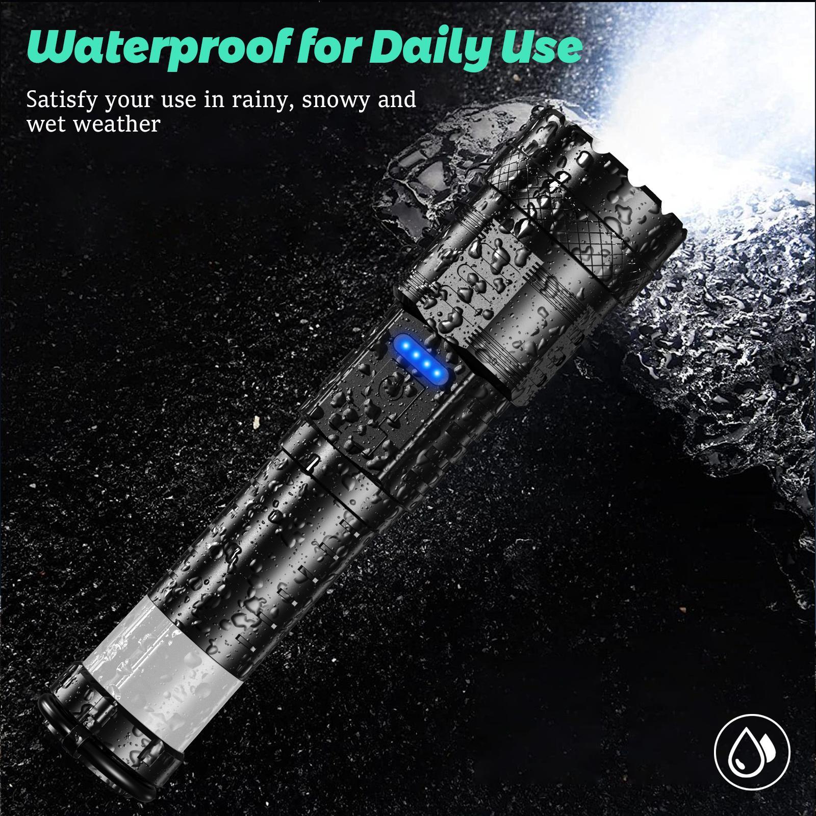 2 PCS Strong Flashlight Set for Lover, Waterproof, Rechargeable, Camping Gadgets, Emergency Red&Blue Alarm Lights Wedding Anniversary for Couple, Anniversary, House Warming Gifts New Home, for Garden, Night Security