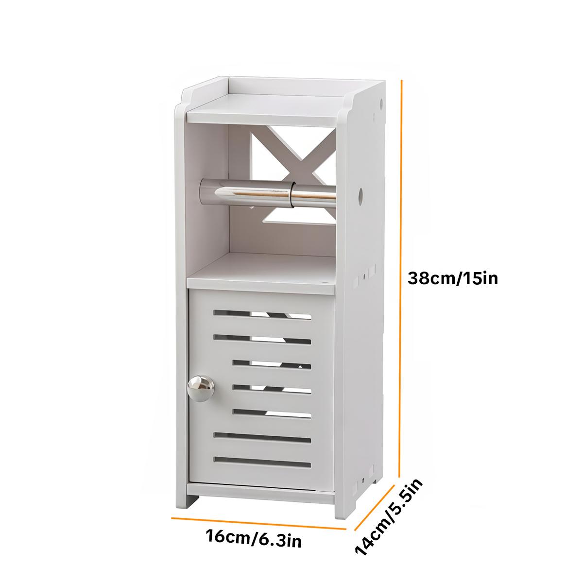 Vertical Toilet Paper Holder Cabinet, Independent PVC Bathroom Storage Cabinet, Compact Storage Solution for Apartment Residents