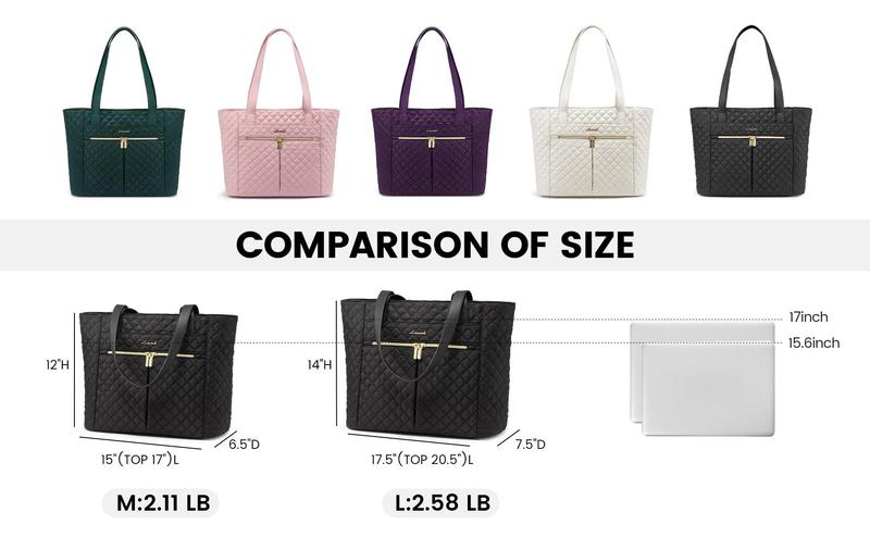 LOVEVOOK Laptop Bag, Women's Quilted Shoulder Bag, Large Capacity Tote with Small Pouch, Stylish Briefcase Suitable for Nurses, Teachers, Professional Women