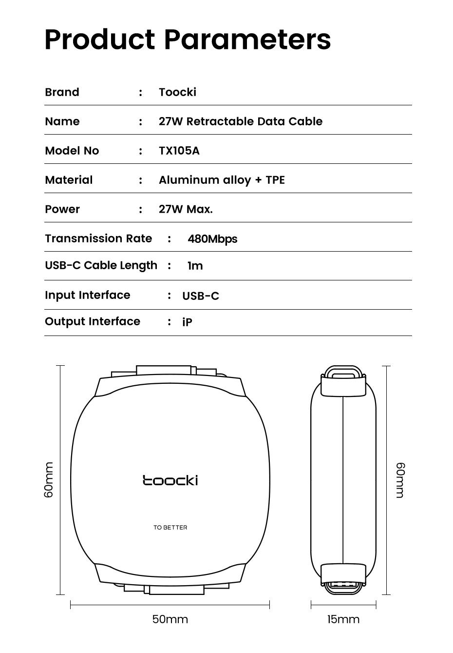 Toocki 100W USB C to USB C Retractable Cable Super Fast Charging For iPhone 16 15 Pro Max iPad Macbook Samsung S24 S23 Laptop Xiaomi Type C Cable PD 27W Type-C To Lightning Data Cable For iPhone 8-14 Series 1M Toocki 100W USB C to USB C Retractable Cable Super Fast Charging For iPhone 16 15 Pro Max iPad Macbook Samsung S24 S23 Laptop Xiaomi Type C Cable PD 27W Type-C To Lightning Data Cable For iPhone 8-14 Series 1M