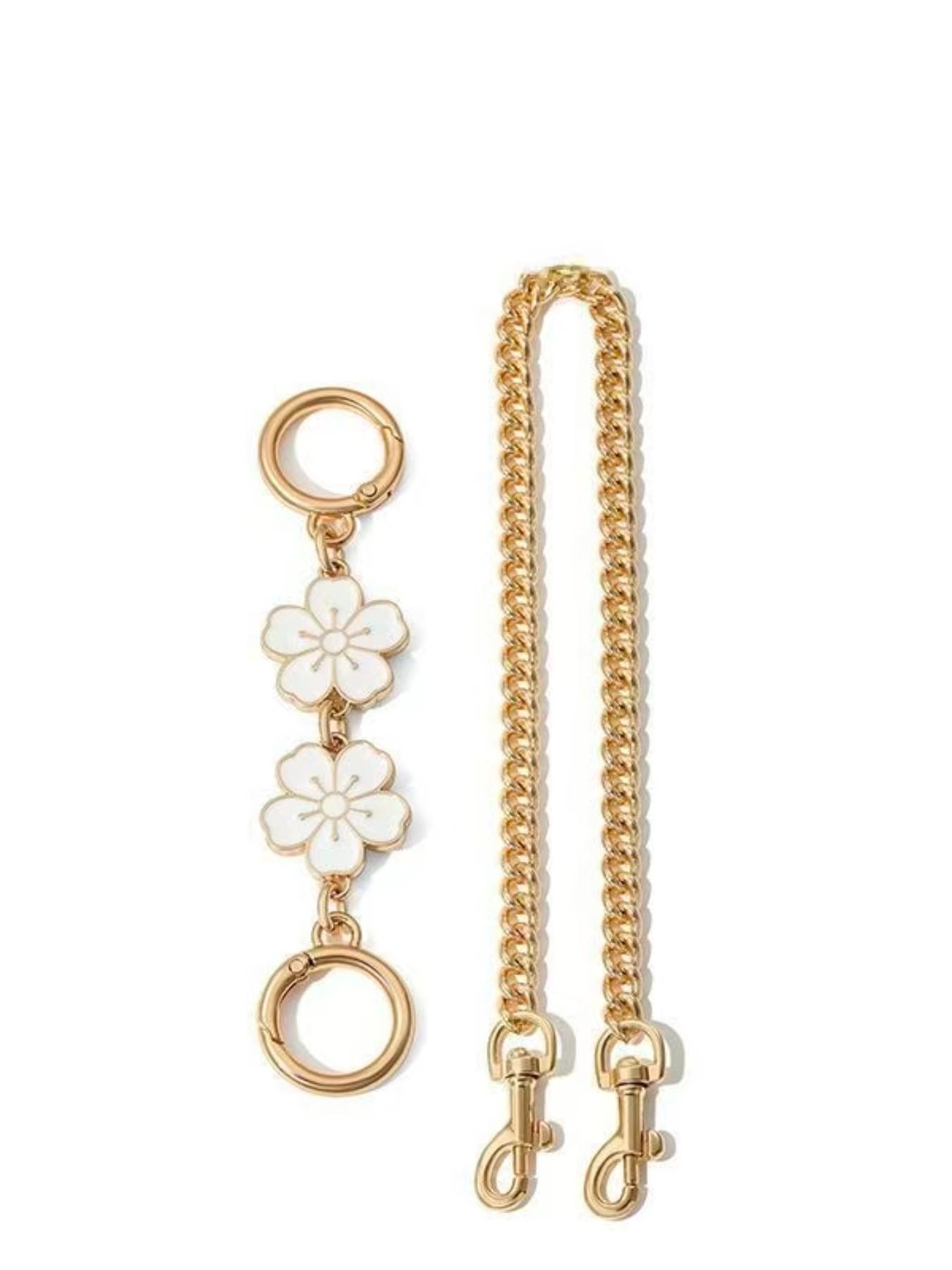 Cherry Blossom Bag Chain Extender, Metal Bag Strap for Handbag Transformation, Underarm Chain Accessory, Shoulder Strap Replacement