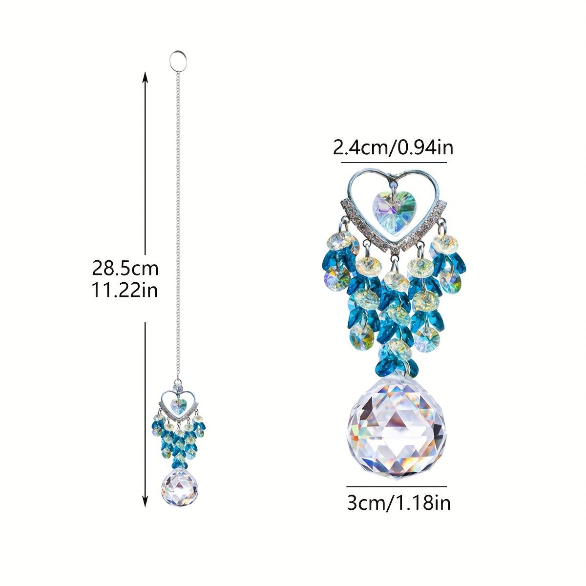 Heart & Ball Shaped Glass Decorative Pendant, Suncatcher Hanging Decor ...