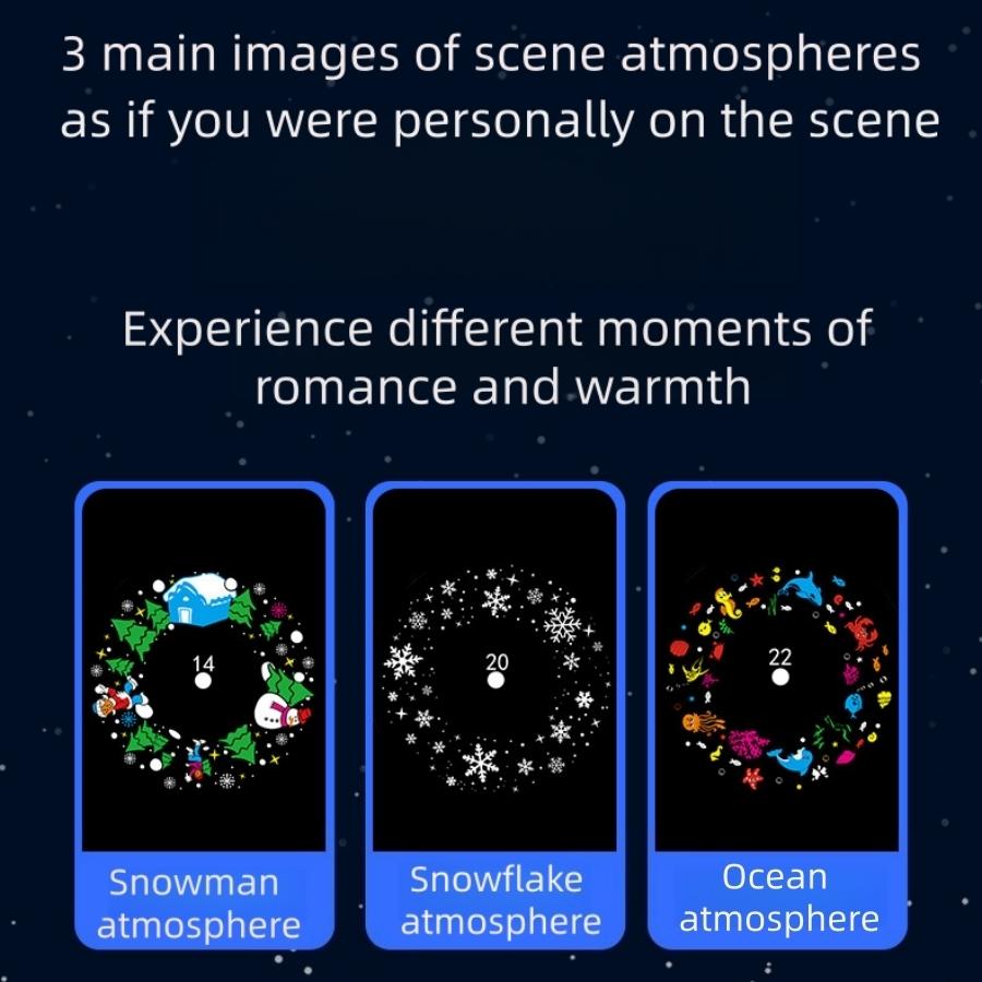Rotating Projection Lamp, Plug-And-Play No Extra Cables, Stable Base, Cozy Home Decor, Ocean Series, Snowflake Series, Snowman Series
