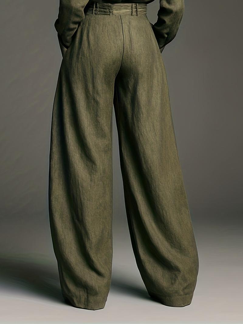 Spring & Fall Women's Fashion Two-Piece Set, Solid Color Shirt and Long Pants, Casual Style, Perfect for Daily Wear