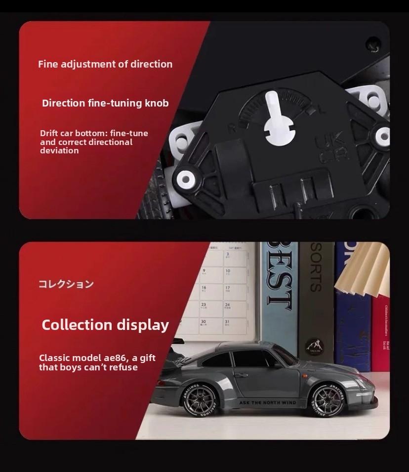 1:24 Professional RC Drift Car, 2.4GHz Four-Wheel Drive, LED Lights, Drift Tires, Road Obstacle Tools, Lithium Battery, Boy's Birthday Gift