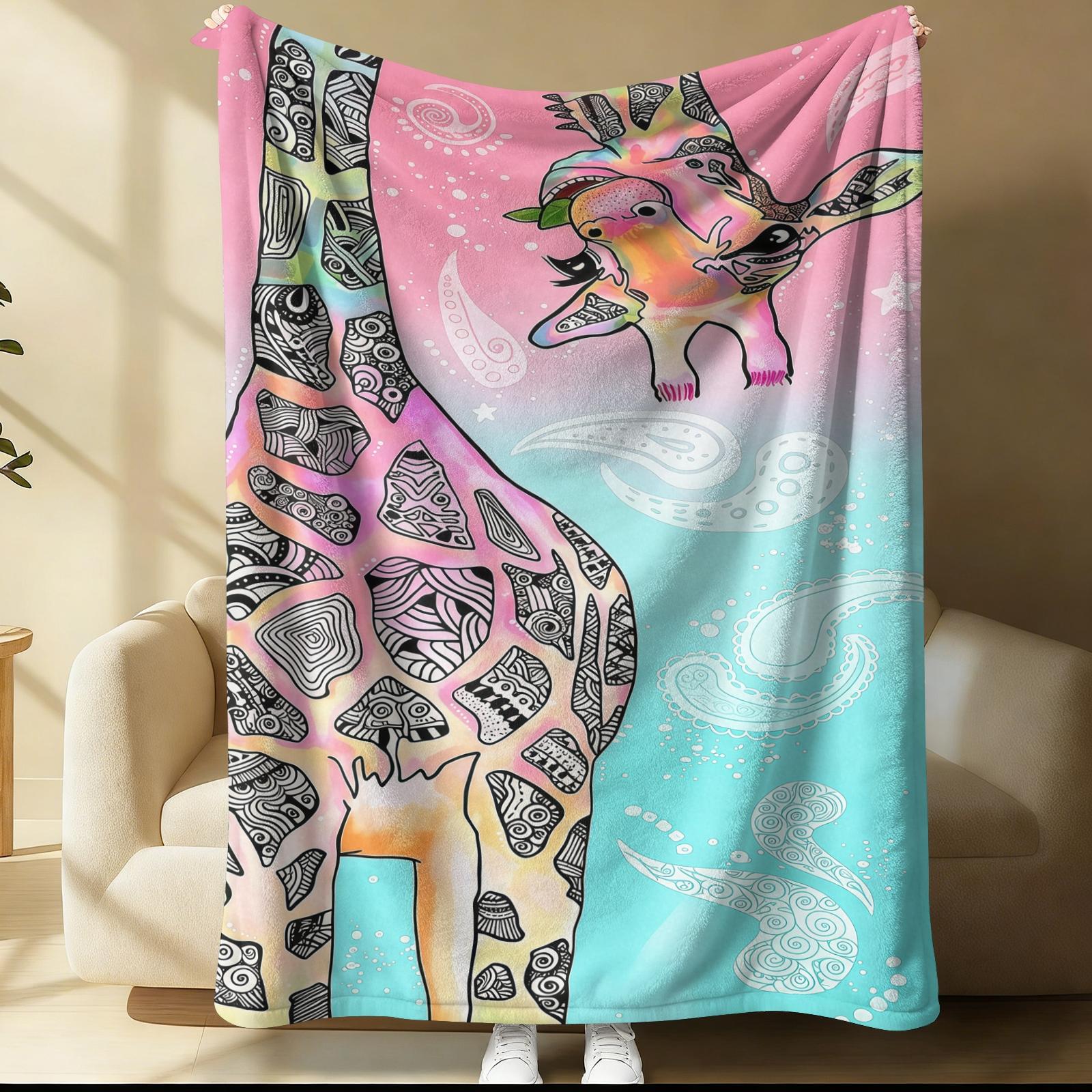 Giraffe Pattern Blanket, Suitable For Daily, Festival, And Birthday Gifts For Children And Adults. Soft, Warm, And Lightweight Plush Blanket, Perfect For Bed, Sofa, Car, And Room Decoration