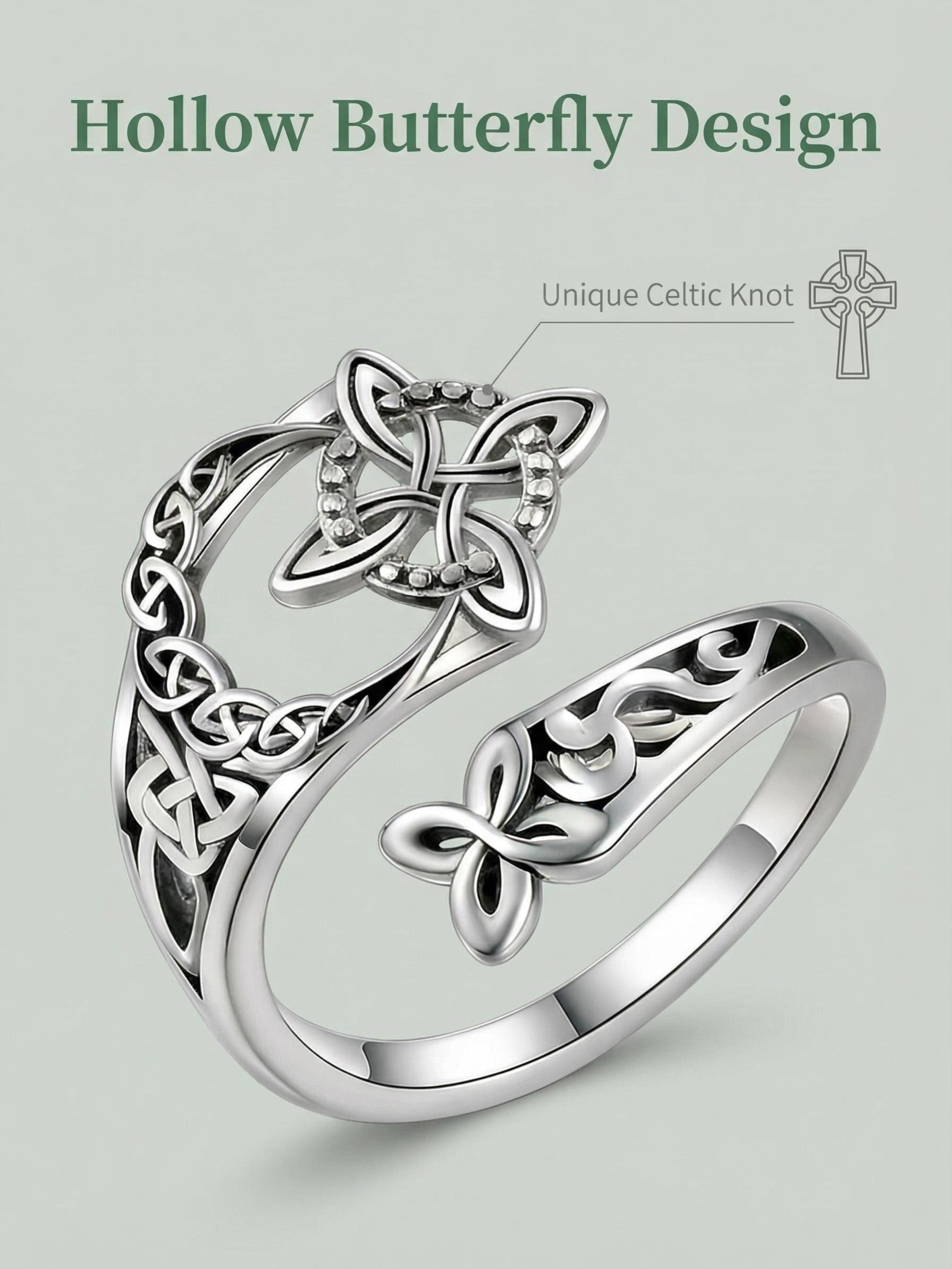 Celtic Knot Ring, Witch Knot Ring, Adjustable Open Ring, Hecate Ring, Pagan Witchcraft Protection Jewelry, Women's Ritual Gift