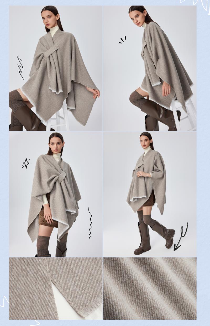 Cider [6 colors, One Size] Warm Chic Shawl Wrap Poncho, Best Item For Winter and Travelling, Keep You Cozy On The Flight