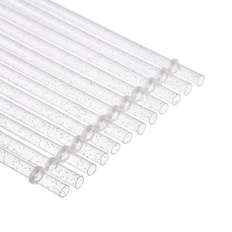 Reusable Drinking Straws with Cleaning Brush, 12-Piece Durable Clear Plastic Colorful Glitter Drinking Straws, Drinking Supplies for Home Kitchen, Party, Picnic and Outdoor Use #GLOBAL PICKS