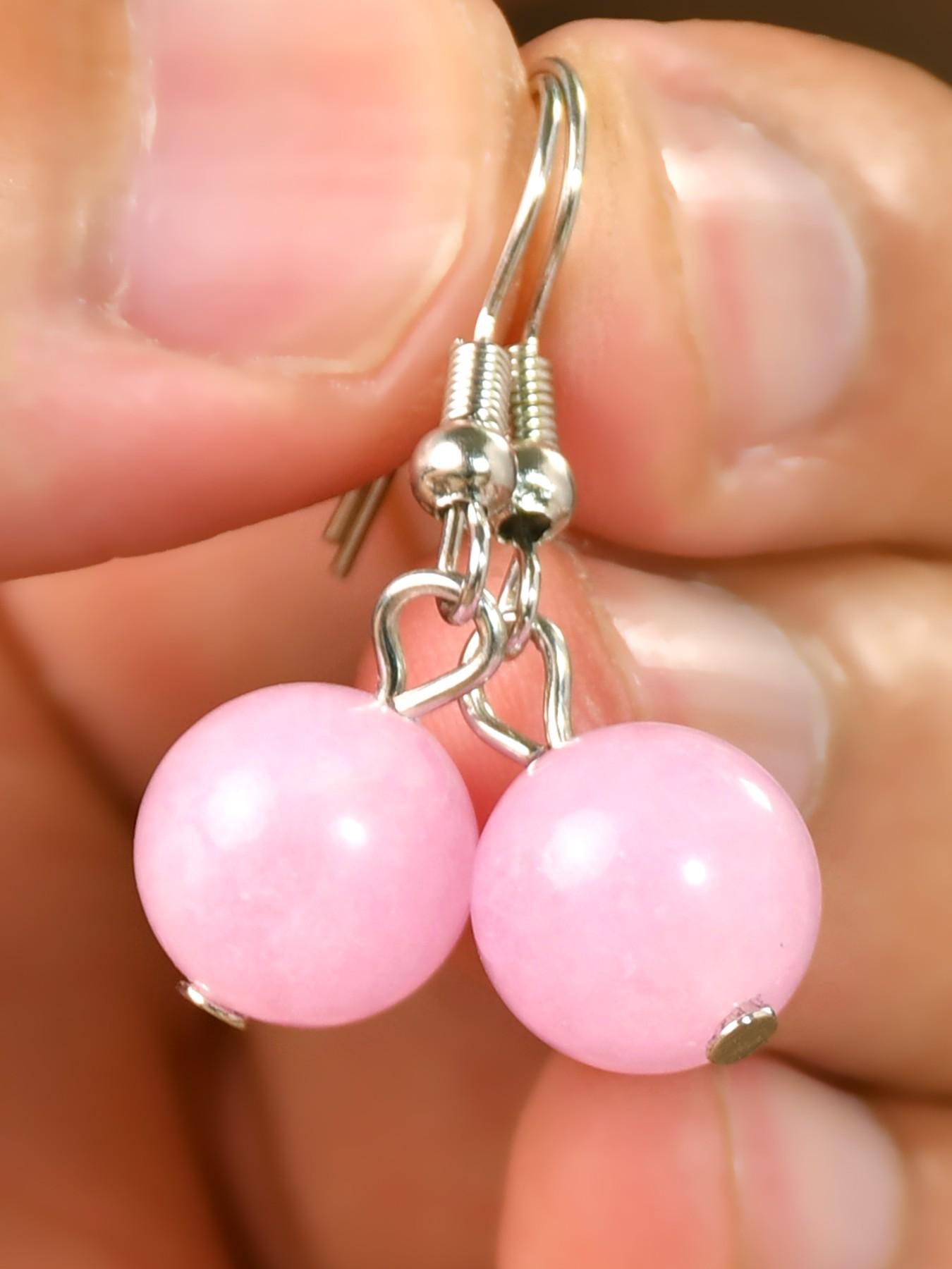 3 Pairs Fashion Natural Stone Earrings, Summer Fresh Peridot & Lavender Quartz & Sunstone, Round Bead Dangle Jewelry, Vacation Accessories