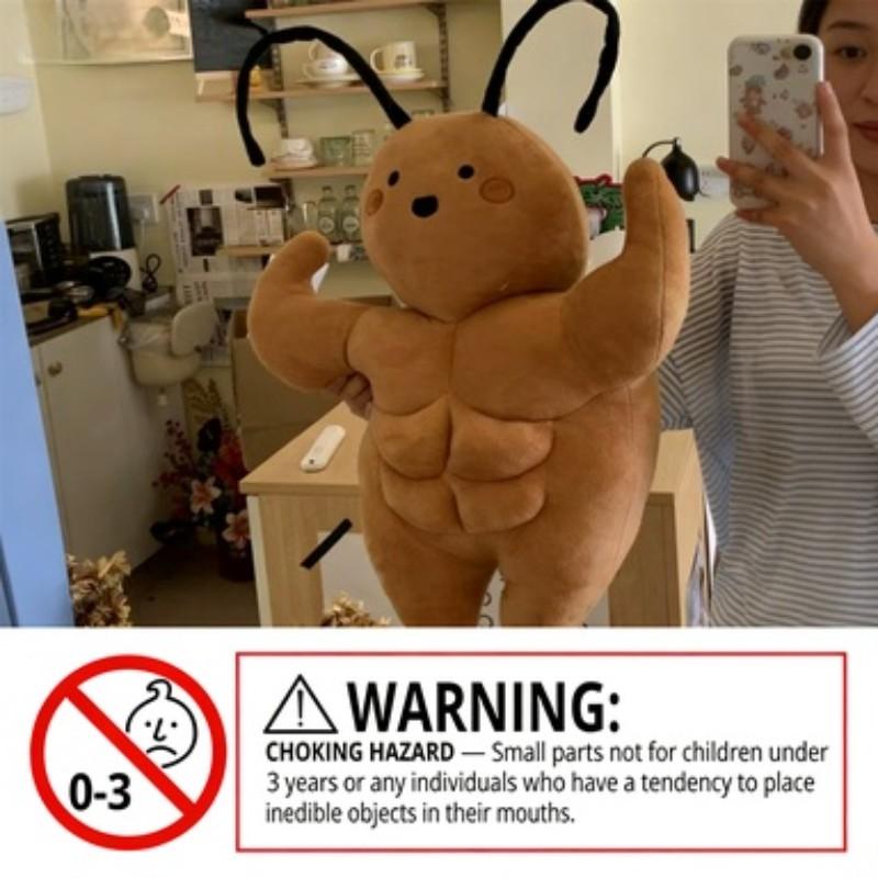 Cute Muscle Cockroach Plush Toy Pillow, Creative Stuffed Doll, Funny Ugly Cute Plaything for Boys and Girls, Kids' Fun Accessory