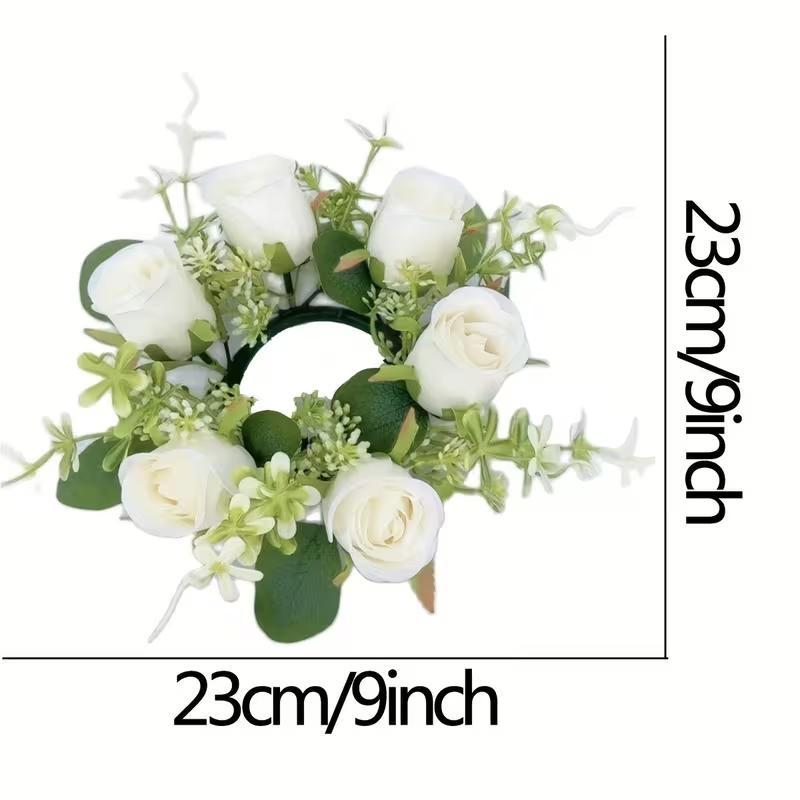 4 Handmade Realistic Rose Wreaths with Candle Holders, Wedding Centerpiece Decor, Valentine's Day, Easter, Hanukkah, Graduation Party Decor