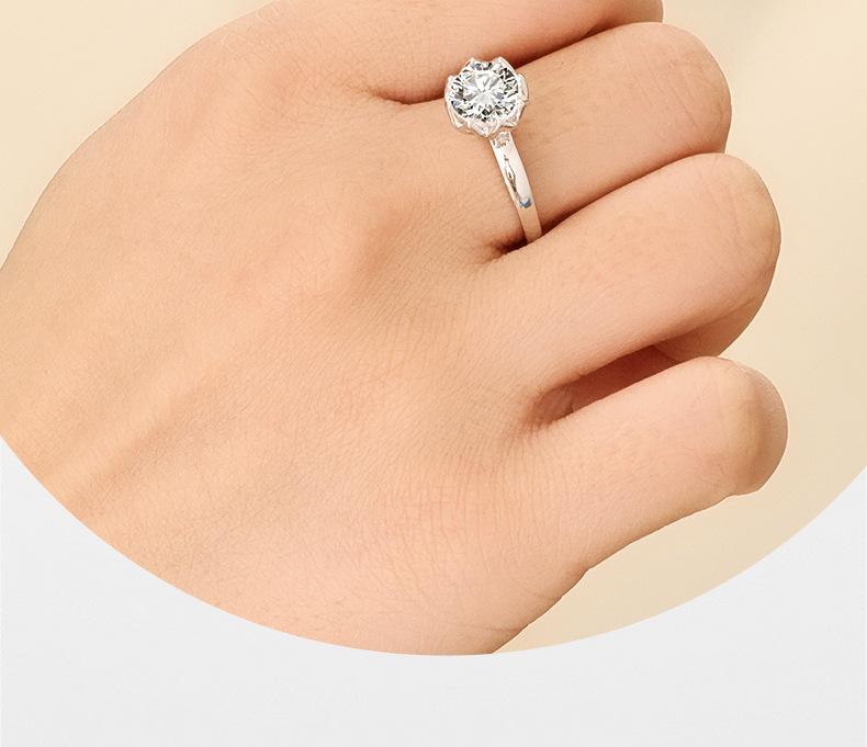 Copper alloy classic six-prong ring for women, simulated moissanite ring, women's ring, European and American luxury foreign trade jewelry manufacturer