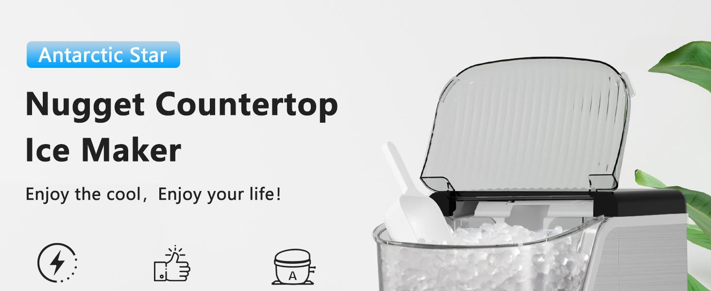 Nugget Countertop Ice Maker Machine，34Lbs/24Hrs, Soft Chewable Pellet Ice, Pebble Portable Ice, Auto-Cleaning, One Button Operation Kitchenware Modern