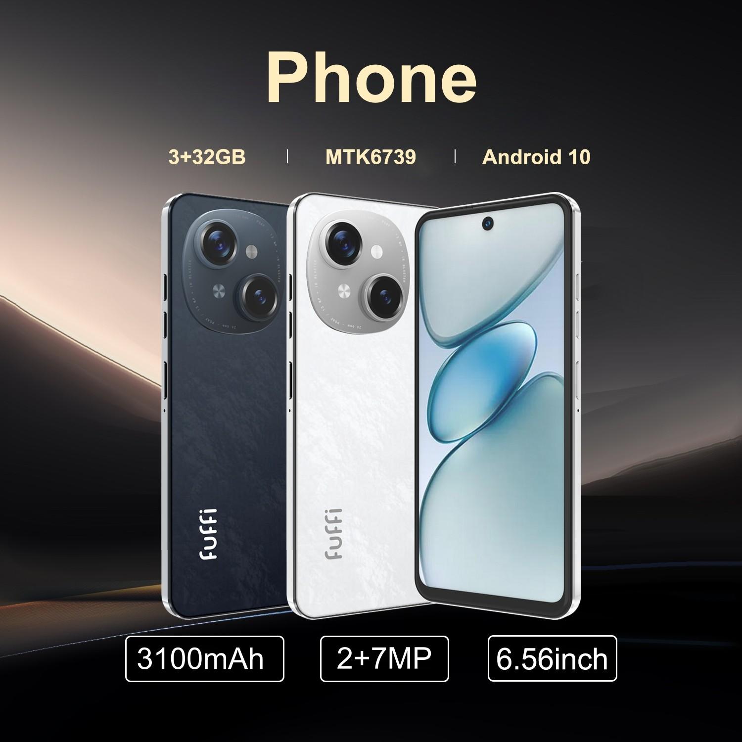 FUFFI-Smartphone, 6.56-Inch Screen, Unlock 4g Network, Android 10.0, 3+32GB Memory, 3100mah Battery, Dual Sim, Quad-Core Processor, Fashion Phone