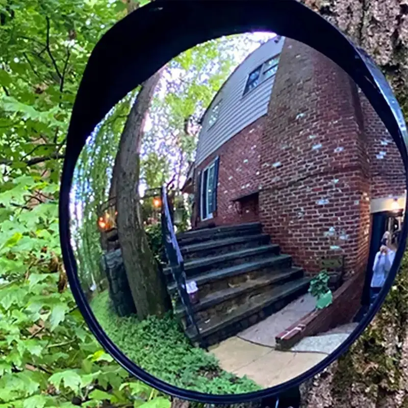 12 Inch Convex Mirror Outdoor with Adjustable Wall Fixing Bracket,Blindspot Traffic Mirror for Driveway Garage Park Outdoor Wide Angle View Mirrors Mount Set Safety Installation