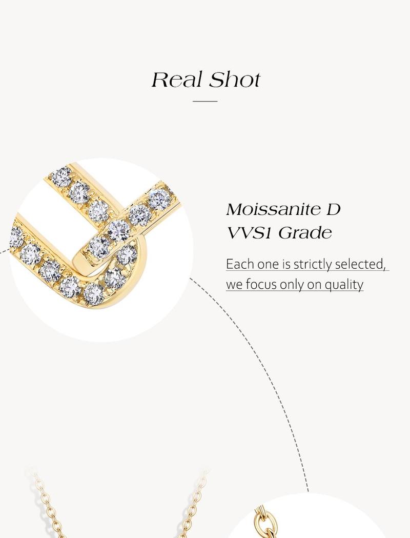 Fashionable Modern Simple Synthetic Moissanite Necklace Pendant Ladies Exquisite Sterling Silver Jewelry Accessories Daily Matching Engagement Gift N043