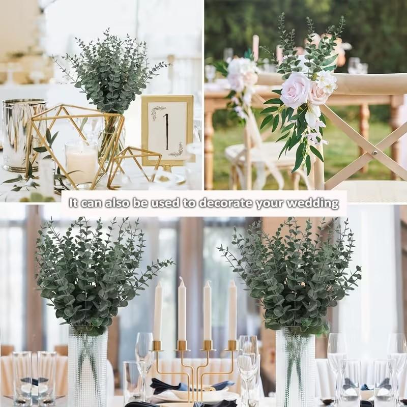 40 Pcs Artificial Eucalyptus Stems, UV Resistant Faux Greenery for Wedding Bouquets, Home Decor, Garden, and Floral Arrangements