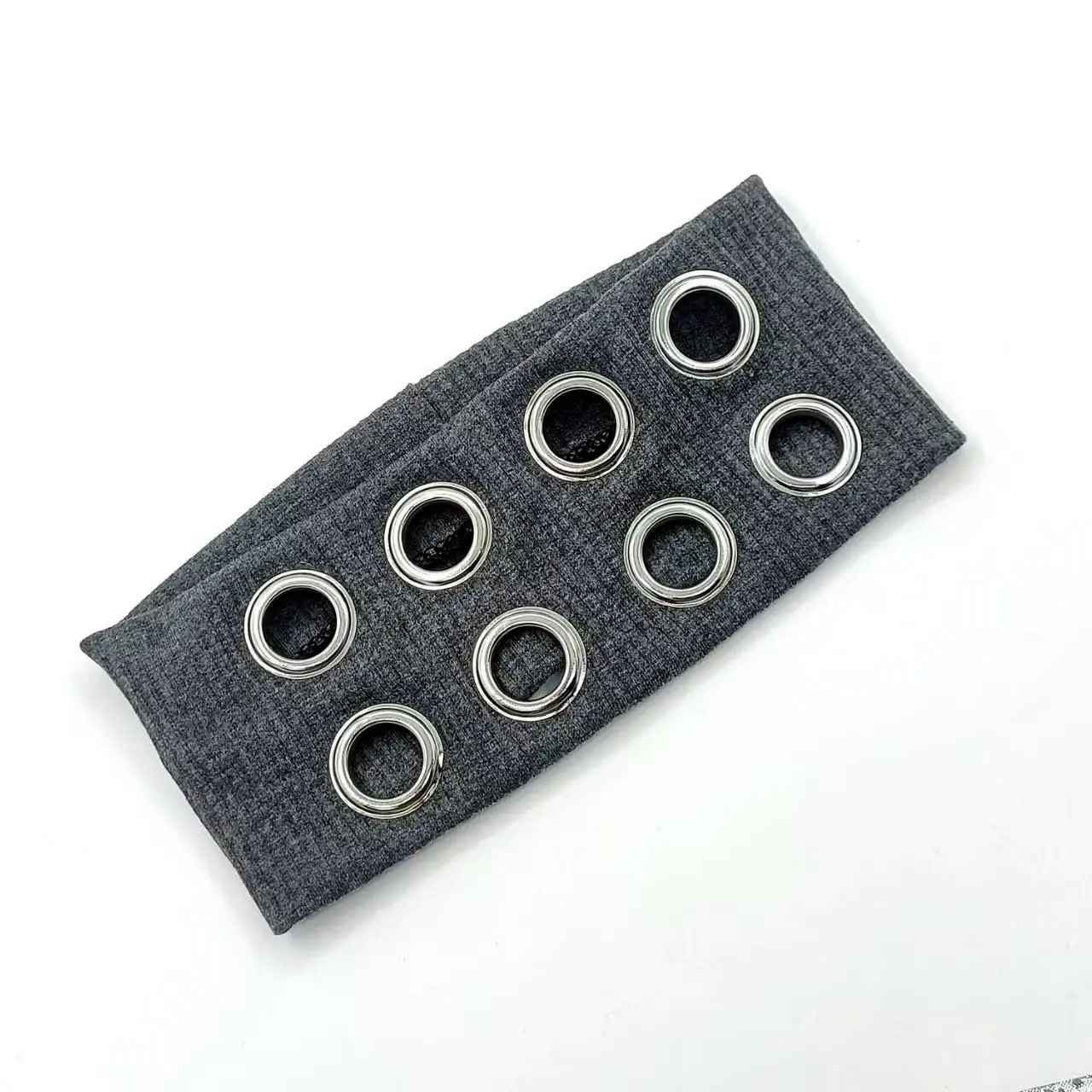Grommet Headband, Y2k Wide Eyelet HeadbandS, Elastic Hairband Grunge Accessories Punk Hair Accessories, Stretchy Hair band for Women (Gray, Style-1)