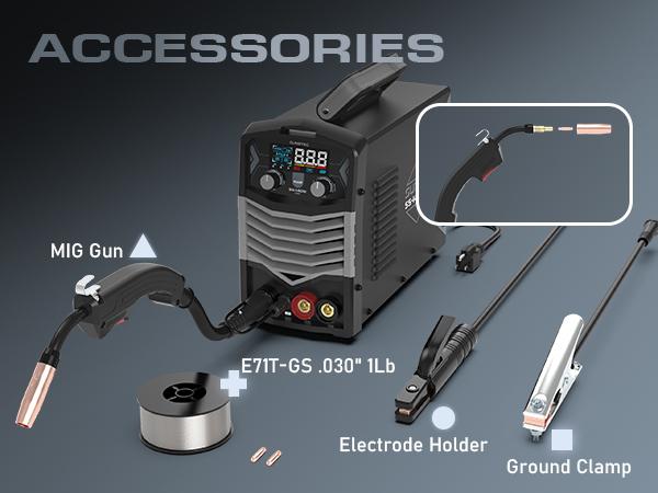 Sunstac SS-140M 110V Gasless MIG Welder 140Amp | Synergic Control & IGBT Inverter Tech | 3-in-1 Flux Core/Lift TIG/Stick Portable Welding Machine