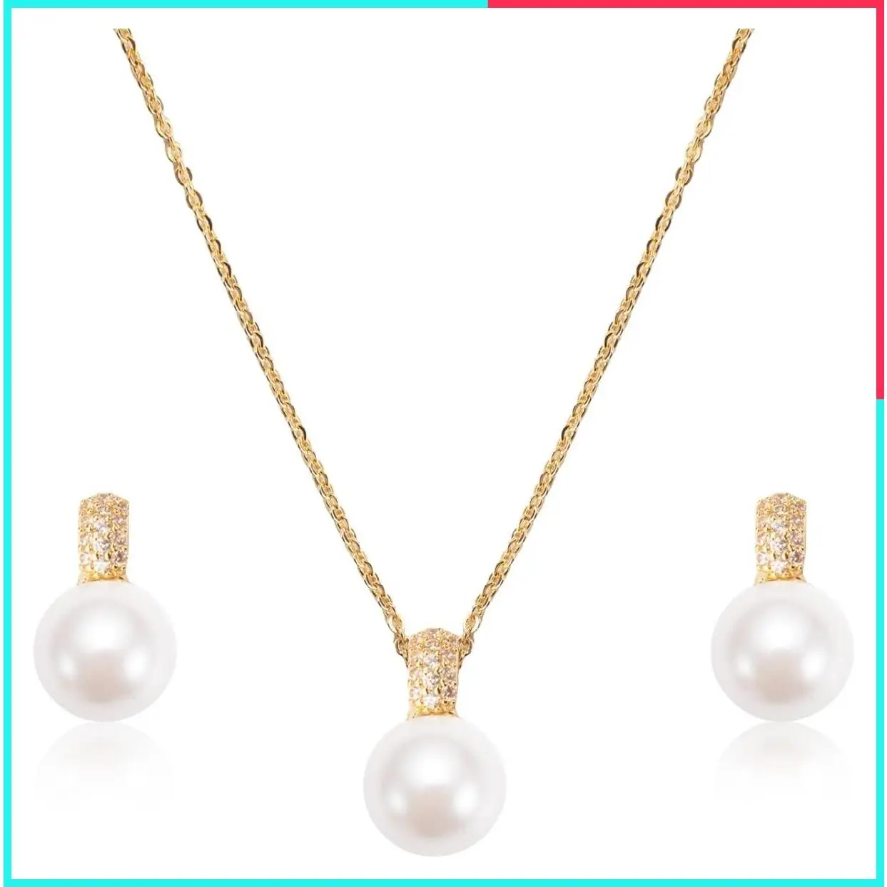 Birthstone Pearl Necklace and Earrings Set for Women - Matching Gemstone Jewelry for Weddings and Events