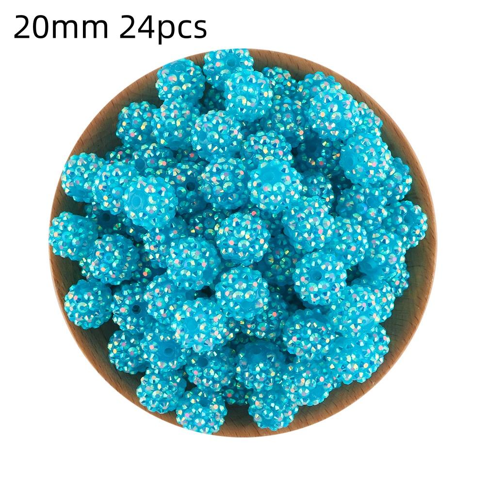 24pcs 14/16/20mm Resin Bayberry Ball Rhinestone Beads, Fashionable and Exquisite Acrylic Beads, Suitable for Pen Accessories, Bracelets Jewelry Making DIY Decorative Accessories