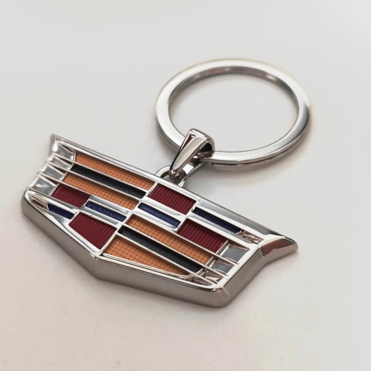 Cadillac Logo Keychain for Ats Bls Ct4 Ct5 Cts Escalade Sls Srx Xt5 Xt6 Xts, Leather Alloy Rings Pendant, Car Key Holder