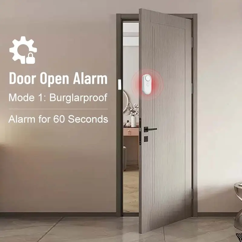 120db Window Alarm System, 6 Modes Security Alert & Doorbell Sound, Magnetic Sensor, Wireless Home Safety Device, Easy Install, Child Protection