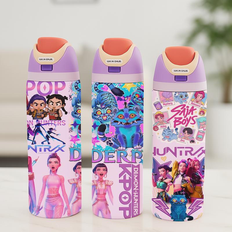 AuraCup 1pc 19/24/32oz Stainless Steel Tumbler with Lid and Straw, KPop Demon Hunters x Gen-Z Cat Vibe, Hot 12H / Cold 24H, Spooky Cat Demon Hunter Travel Cup — Perfect Gift, Valentine’s Day, Carnival Party, St. Patrick’s Day, Birthday & Festival Gifts, f