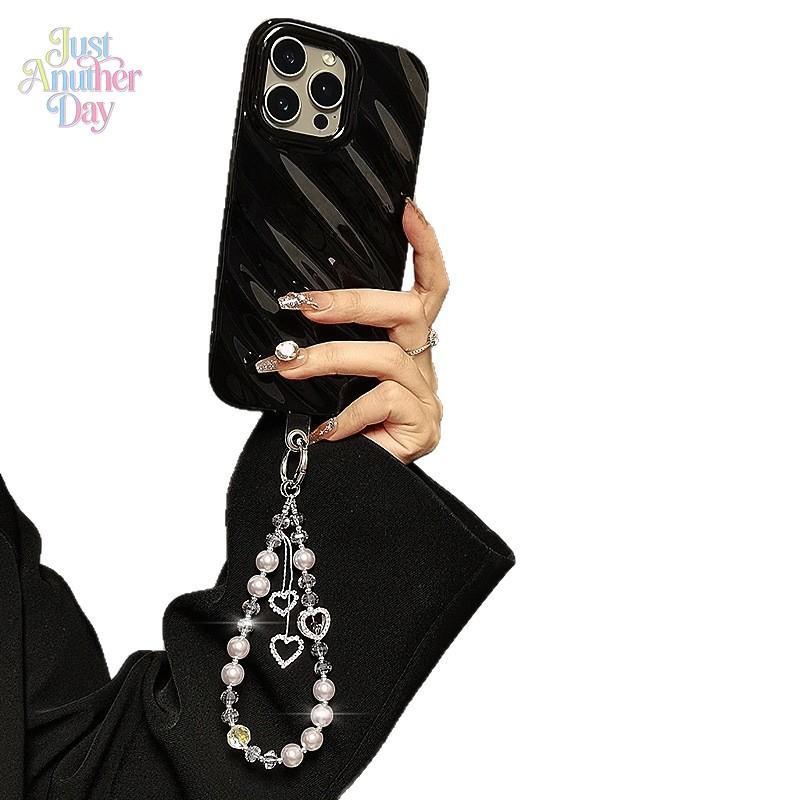 Luxury Crystal Pearl PVC Beaded Phone Lanyard - Rhinestone Heart Wrist Strap, Romantic Glamorous Ethnic Plain Unisex Key Bag Charm Fashion Accessory (Tie Dye, Peppy), Heart Charm, Baroque