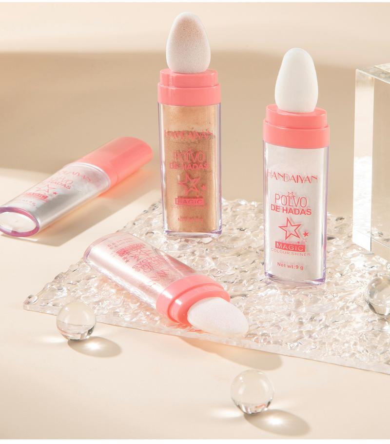 HANDAIYAN Fairy Dust Highlighting Powder Glitter Highlighter Makeup Full Body Pearlescent Glitter for Face Eyes Lips Hair Body Sparkling Summer Party Body Glitter Cosmetic Glow Lightweight Non-Greasy Multi-Use